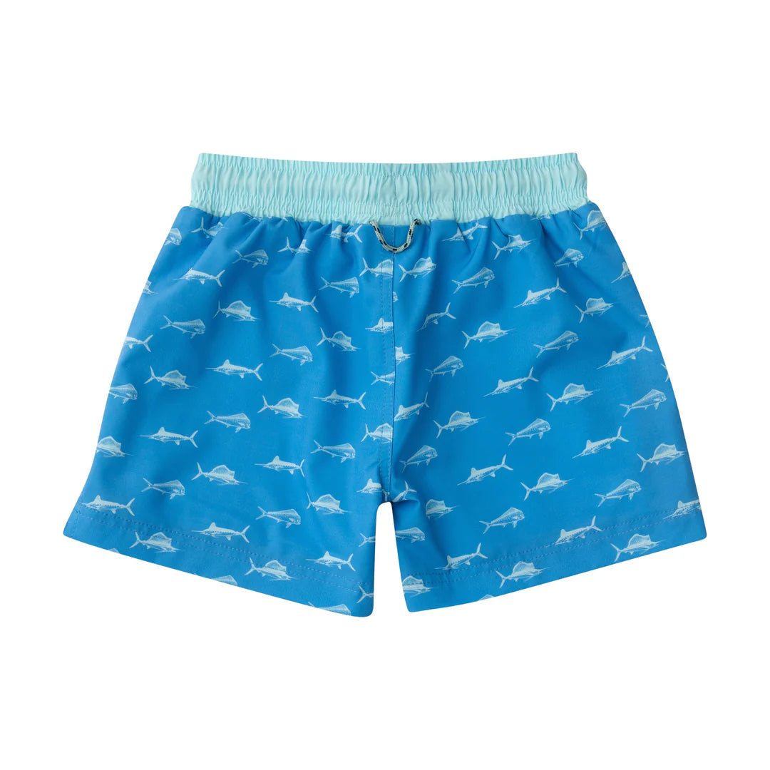 FISH PRINT MARINA BLUE BOOGIE BOARD SWIM TRUNK