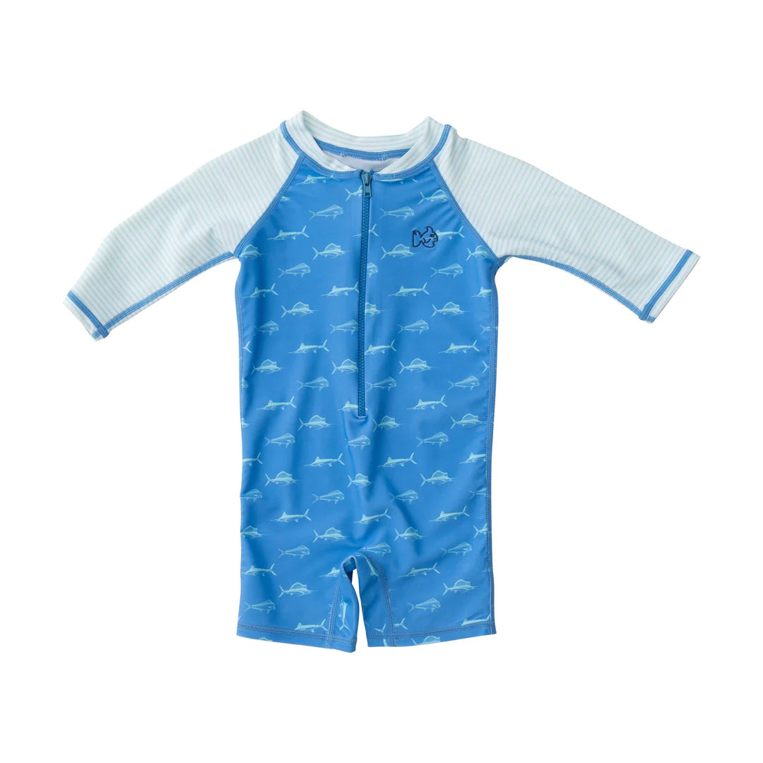 FISH PRINT MARINA BLUE LIL REEF BABY RASHGUARD