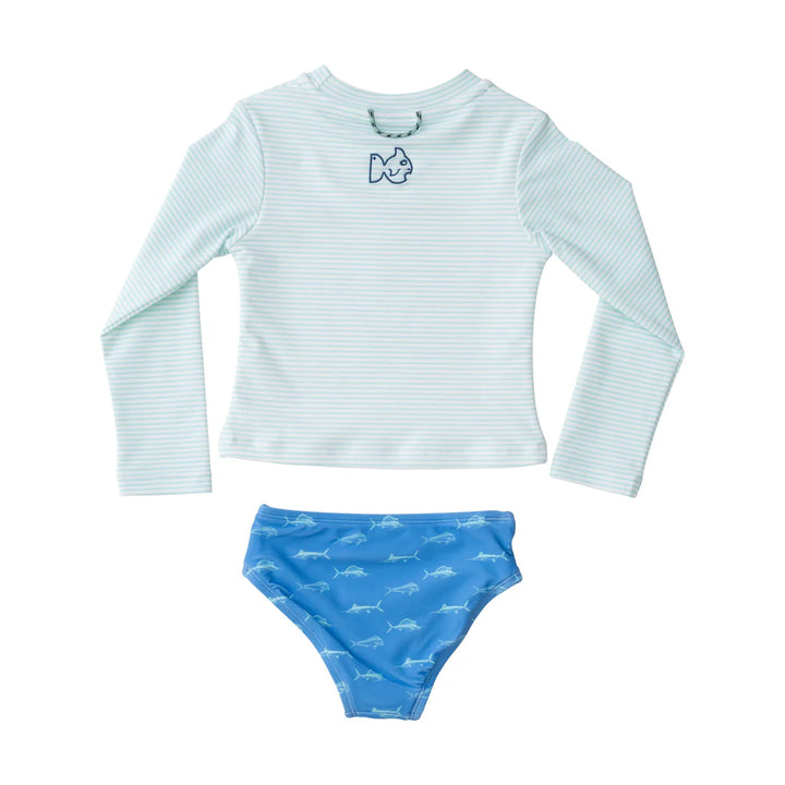 FISH MARINA BLUE & WATERSPOUT GREEN RASHGUARD SWIM SET