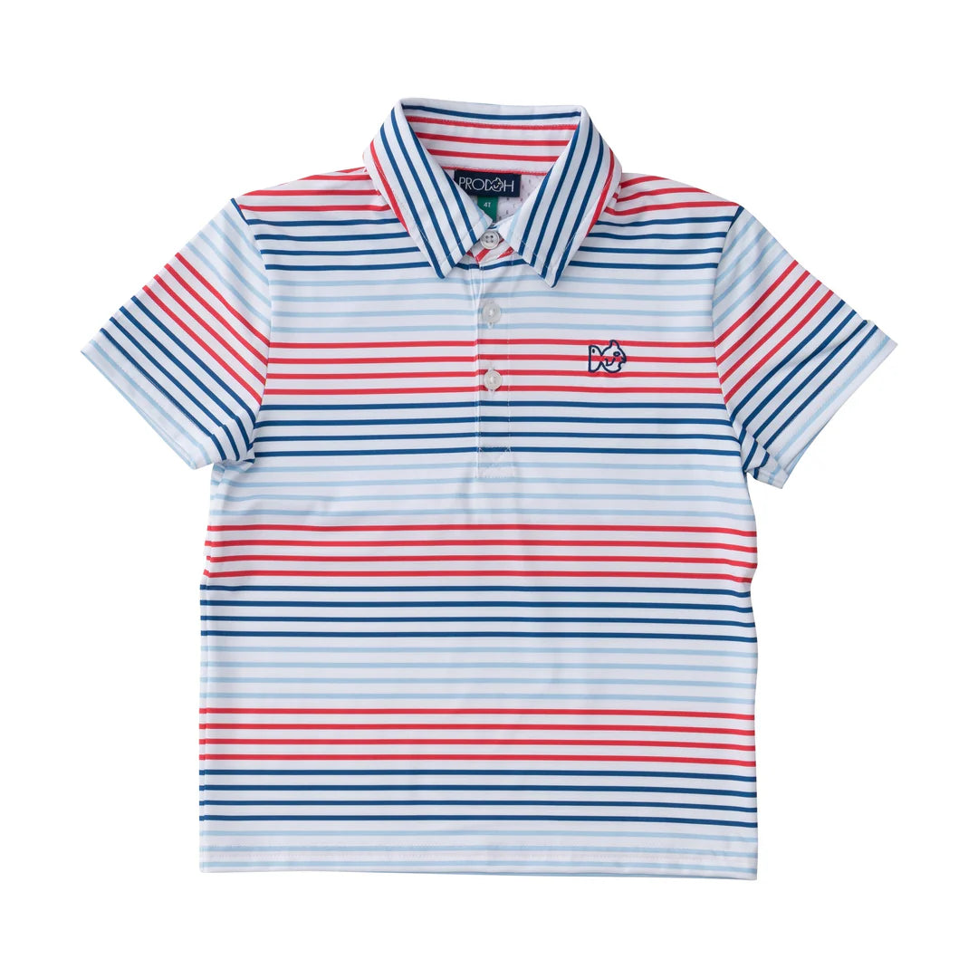 AMERICANA STRIPE PERFORMANCE POLO