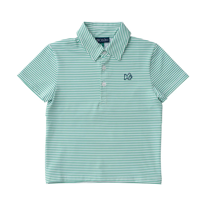 GREEN STRIPE PERFORMANCE POLO