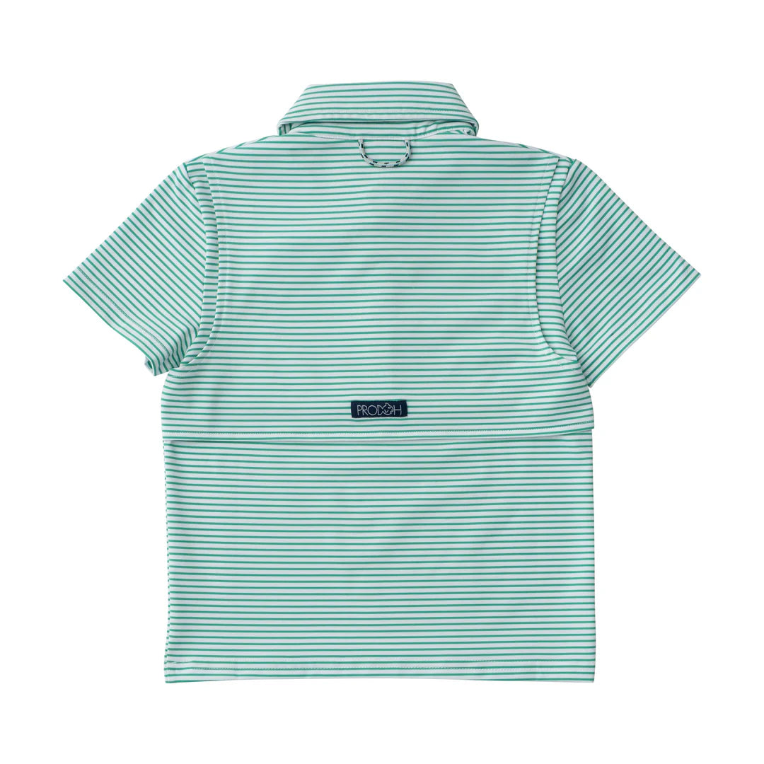 GREEN STRIPE PERFORMANCE POLO