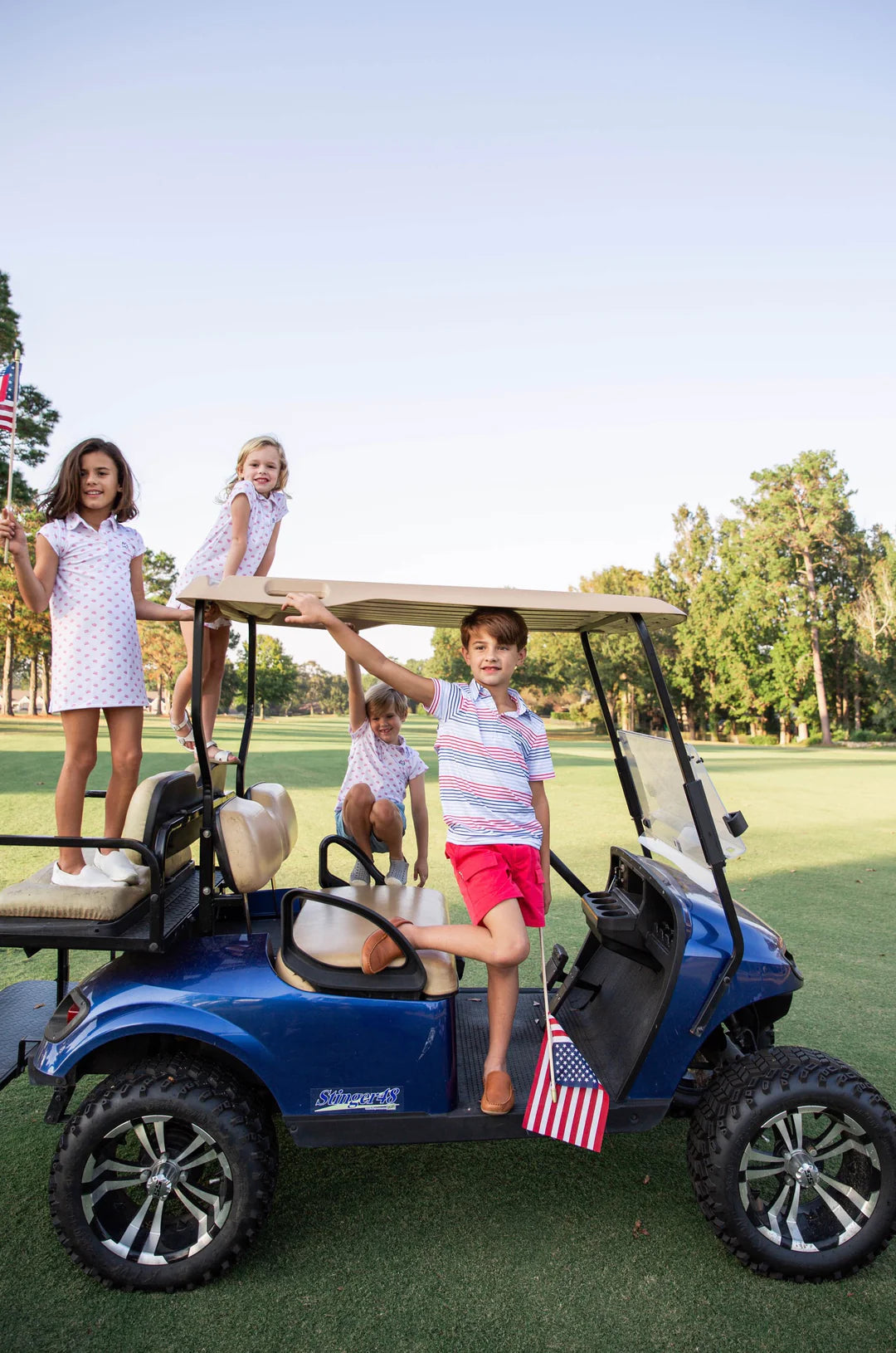 AMERICAN FLAG PRINT PERFORMANCE POLO