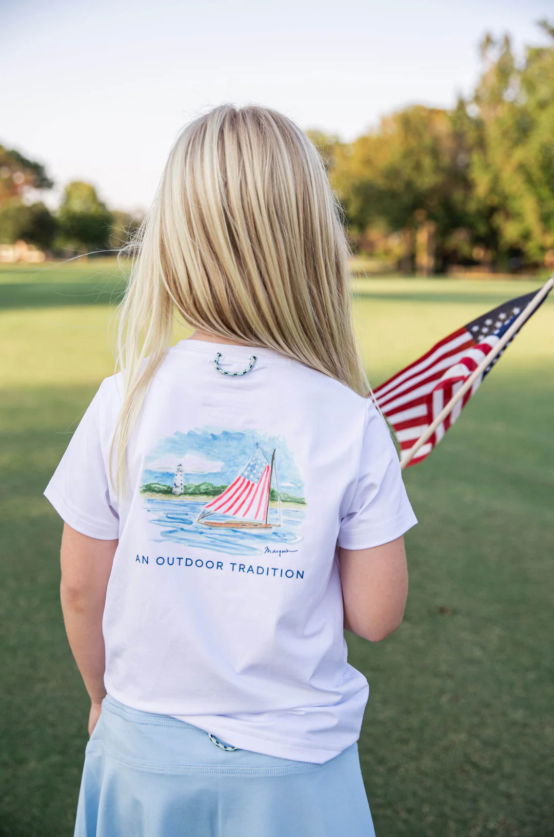 AMERICAN FLAG WHITE PERFORMANCE TEE