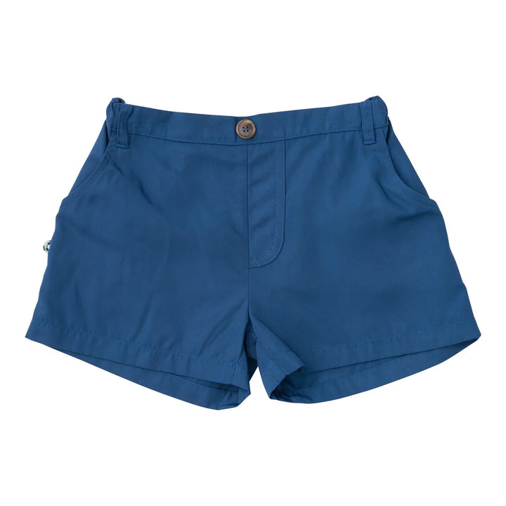 NAVY BLUE BOYS SHORTS ON WHITE BACKGROUND