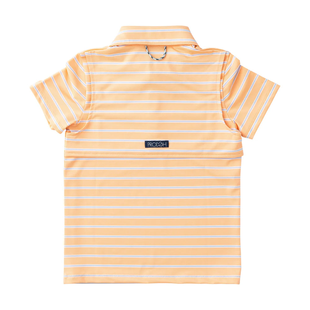 ORANGE AND  BLUE STRIPE BOYS SHORT SLEEVE POLO WITH COLLAR