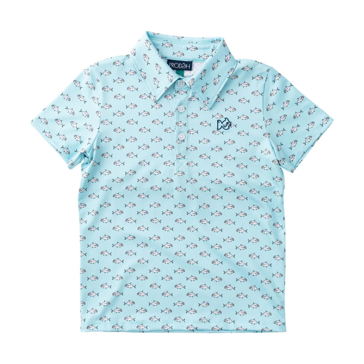 AFRICAN POMPANO FISH PRINT BOYS' PRO PERFORMANCE POLO