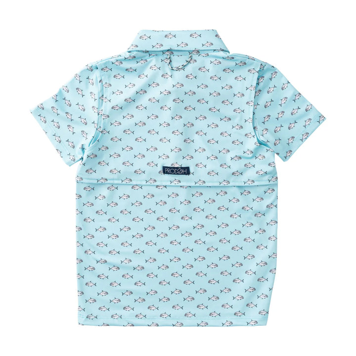 AFRICAN POMPANO FISH PRINT BOYS' PRO PERFORMANCE POLO