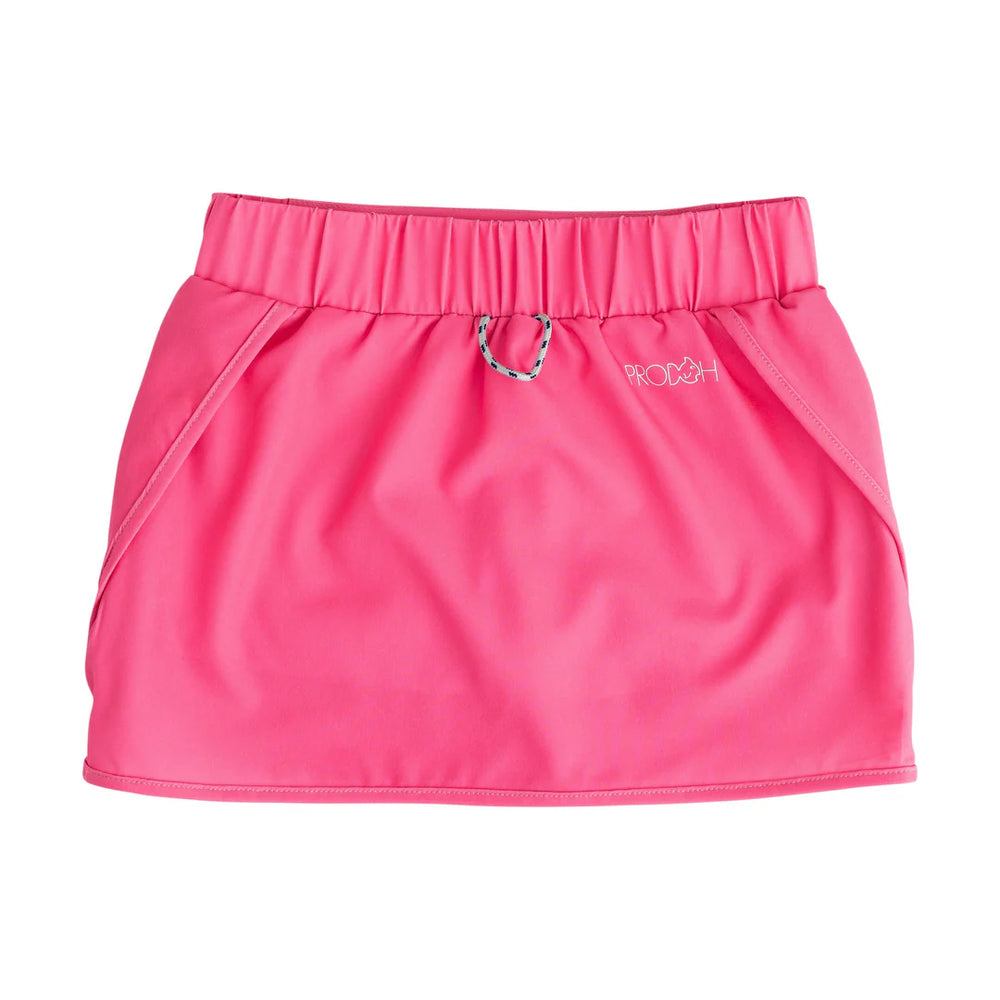 HOT PINK GIRLS GOLF SKORT ON WHITE BACKGROUND