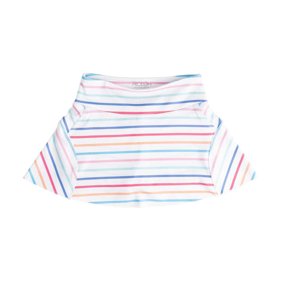 MULTI COLOR STRIPE GOLF SKIRT FOR GIRLS ON WHITE BACKGROUND