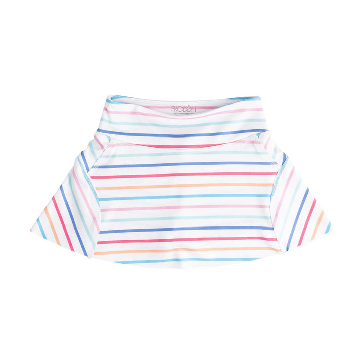 MULTI COLOR STRIPE GOLF SKIRT FOR GIRLS ON WHITE BACKGROUND
