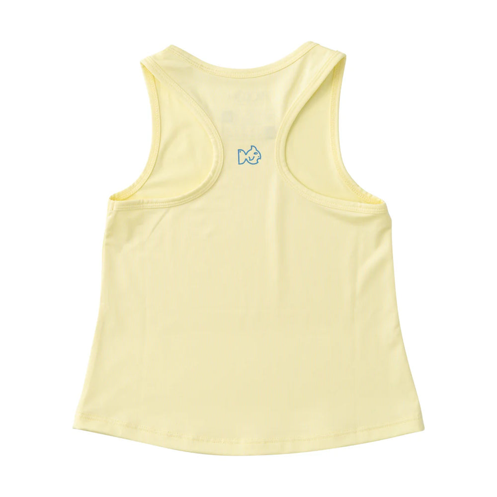 GIRLS RACERBACK YELLOW TANK TOP ON WHITE BACKGROUND