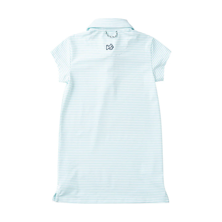 ARUBA BLUE STRIPE GIRLS' PRO PERFORMANCE POLO DRESS