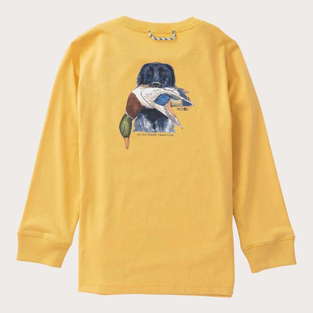 DUCK HUNTING DOG OCHRE KIDS LONG SLEEVE TEE