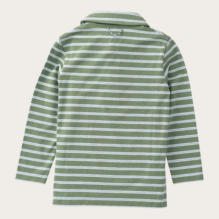 HEDGE GREEN & CASHMERE BLUE STRIPE BOYS LONG SLEEVE POLO