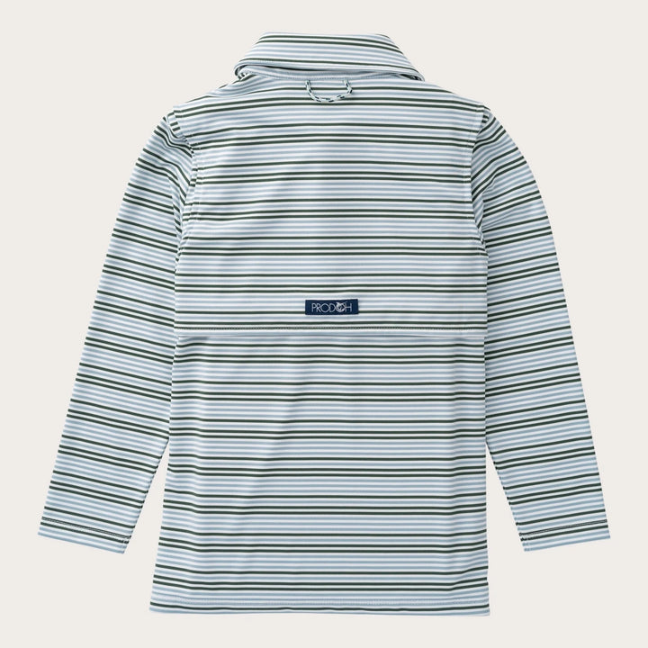 ARONA BLUE & CAMPING GREEN STRIPE BOYS LONG SLEEVE PRO PERFORMANCE POLO