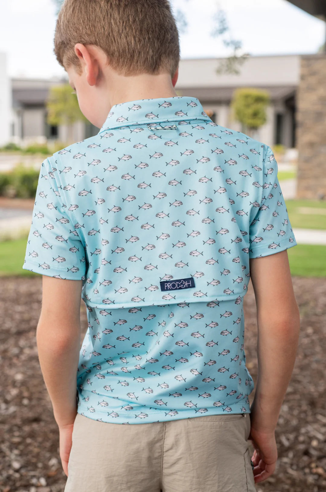 AFRICAN POMPANO FISH PRINT BOYS' PRO PERFORMANCE POLO