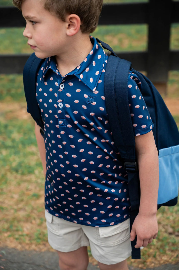 FOOTBALL PRINT BOYS PRO PERFORMANCE POLO