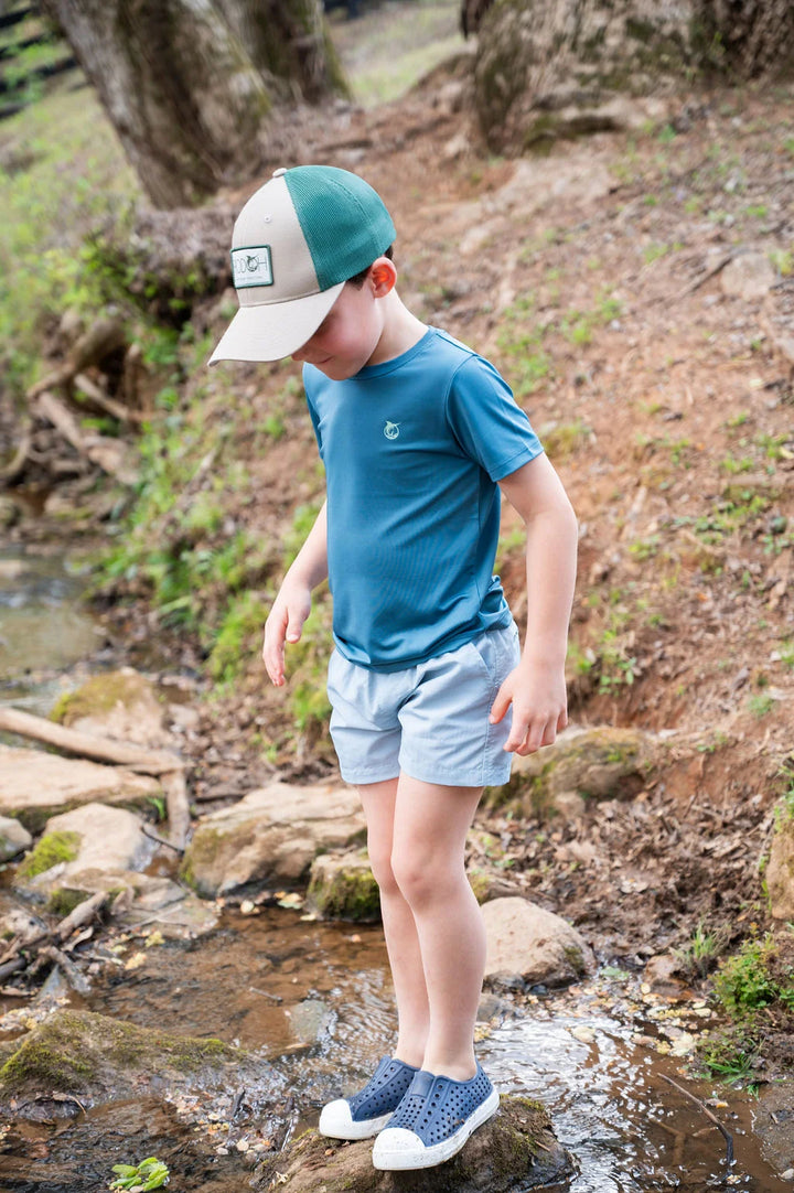 FISHING LURES TAPESTRY BLUE KIDS PRO PERFORMANCE TEE