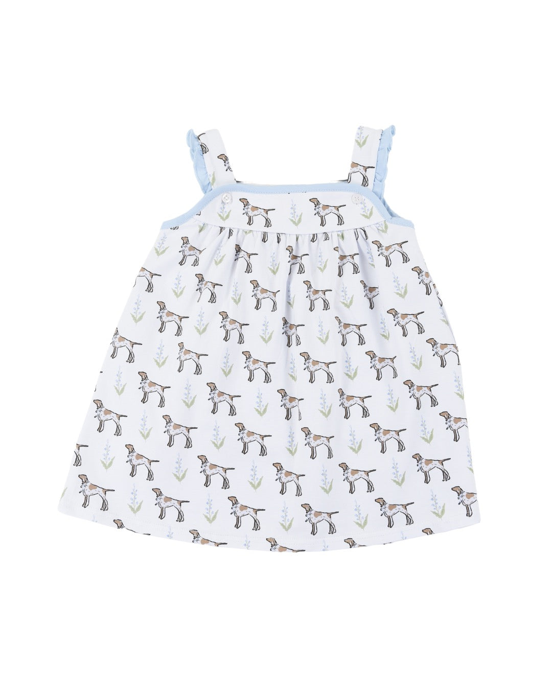Dress with Pointer dog pattern on a white background