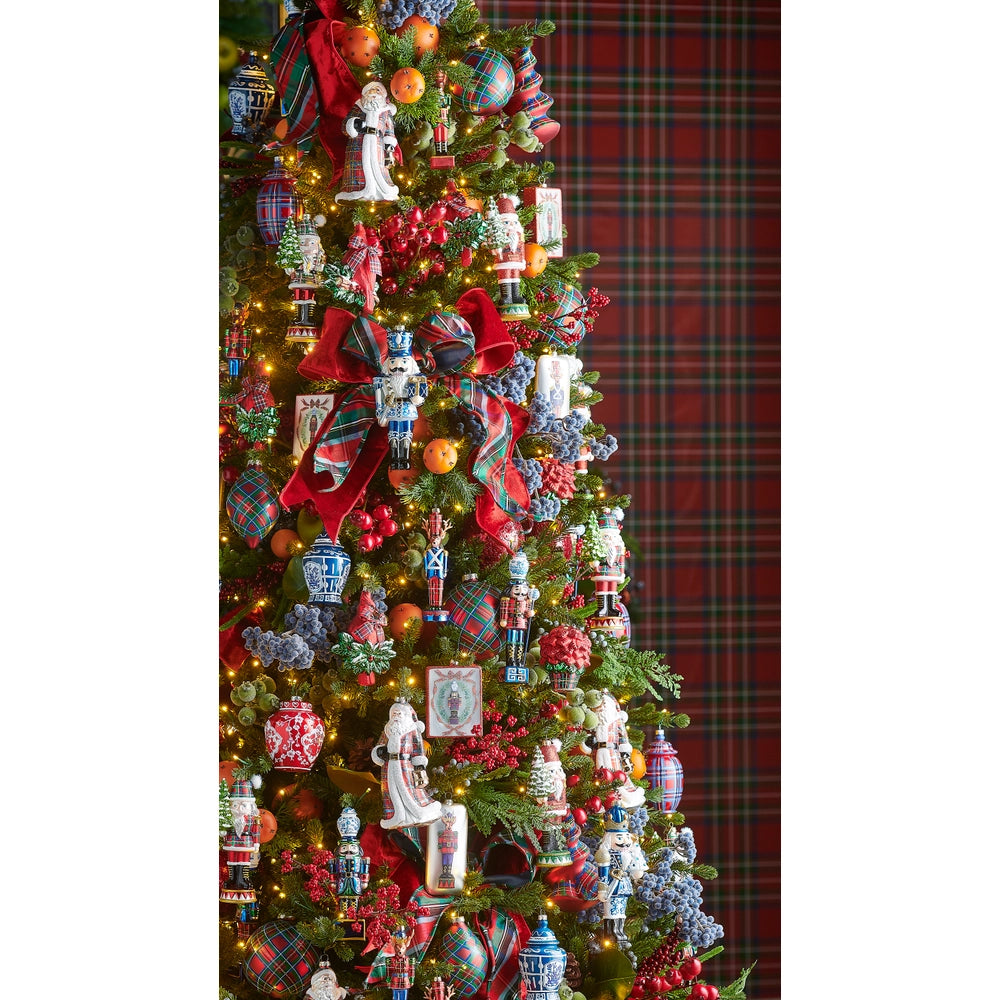 BLUE TARTAN PLAID EDGE WIRED RIBBON, 2.5"W x 10YD