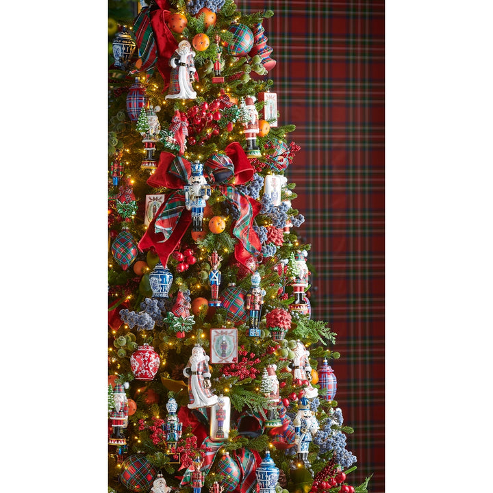 BLUE TARTAN PLAID EDGE WIRED RIBBON, 2.5"W x 10YD