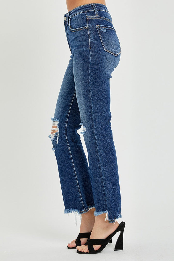 DARK HIGH RISE CROP FLARE JEANS