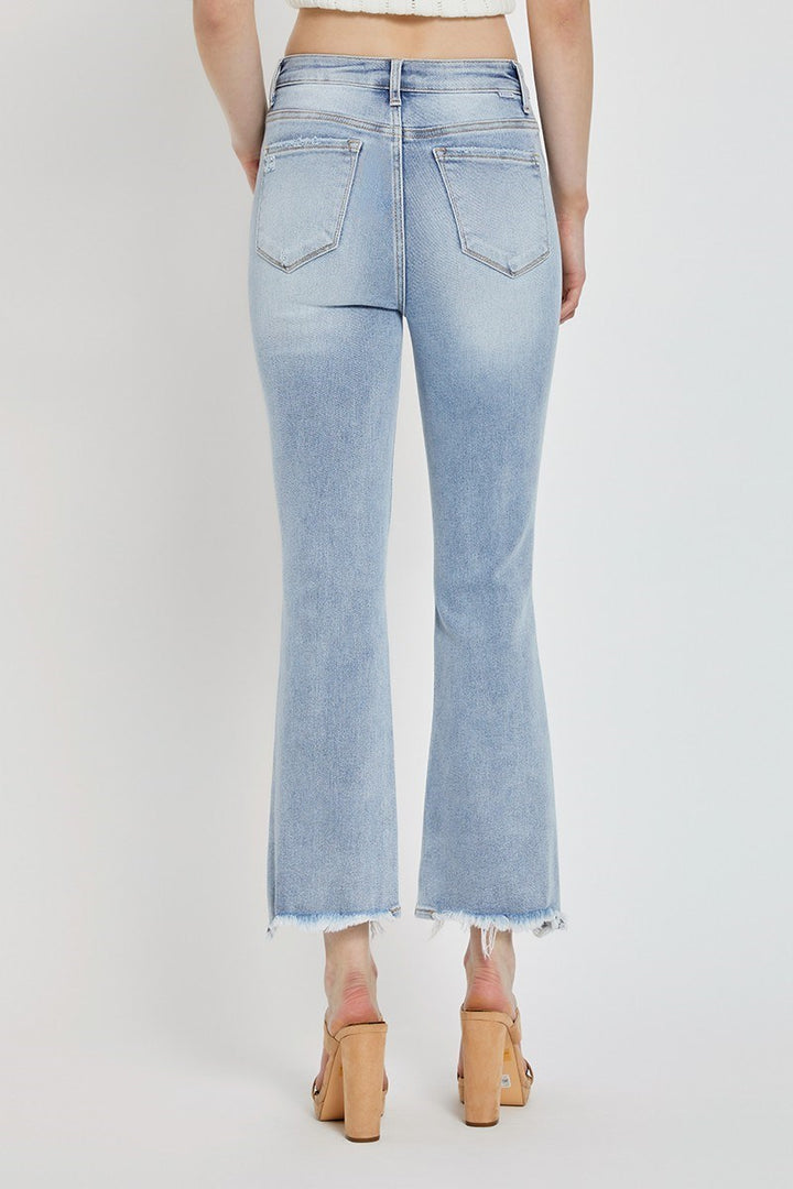 LIGHT HIGH RISE CROP FLARE JEANS