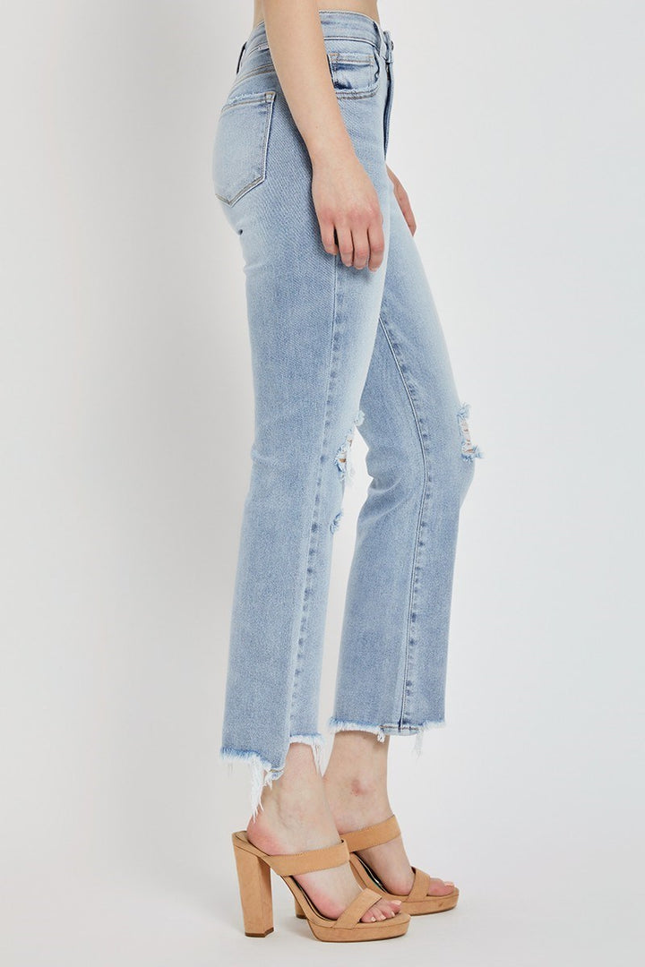 LIGHT HIGH RISE CROP FLARE JEANS