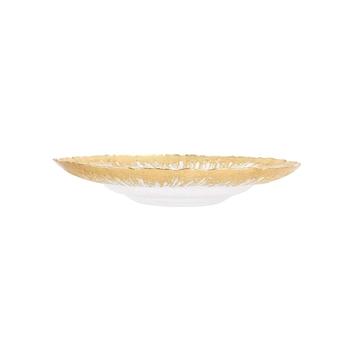 RUFOLO GLASS GOLD BRUSHSTROKE SHALLOW BOWL