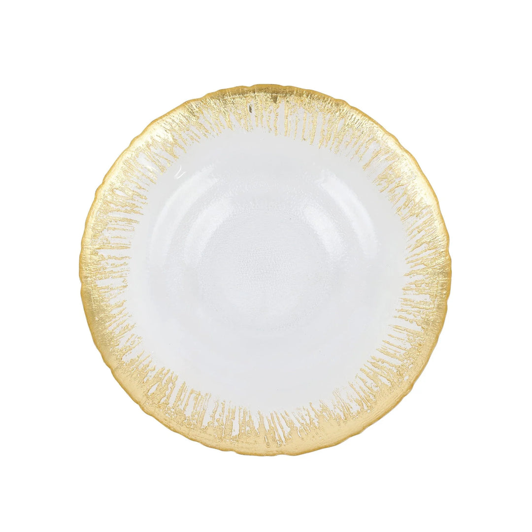 RUFOLO GLASS GOLD BRUSHSTROKE SHALLOW BOWL