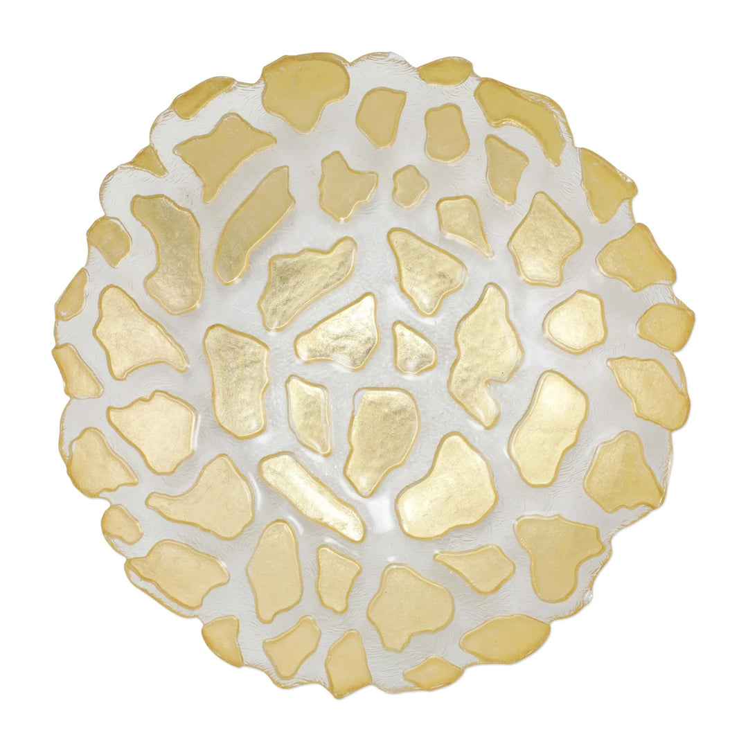 RUFOLO GLASS GOLD GIRAFFE MEDIUM SHALLOW BOWL