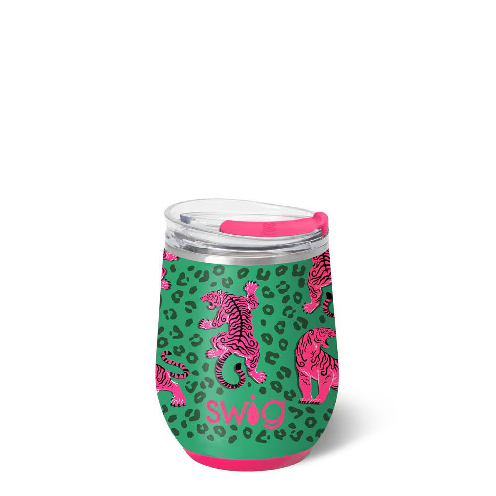 Light blue Swig tumbler with golf ball textured surface, green lid and base, insulated drink cup | Walker Boutique