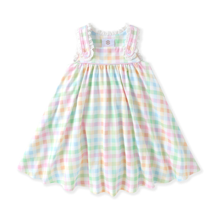 Pastel checkered dress on a white background