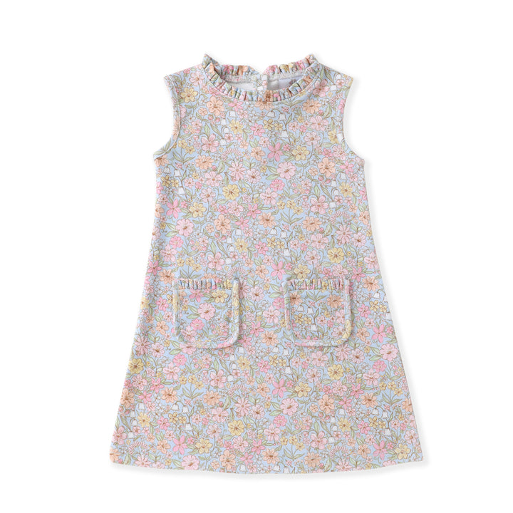 Floral dress with pockets on a white background