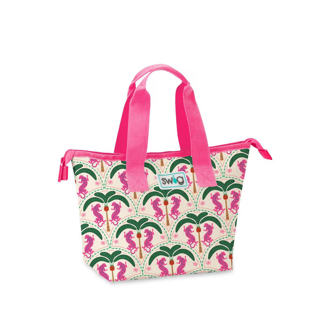Yellow Swig lunch bag with golf ball textured design and green accents | Walker Boutique