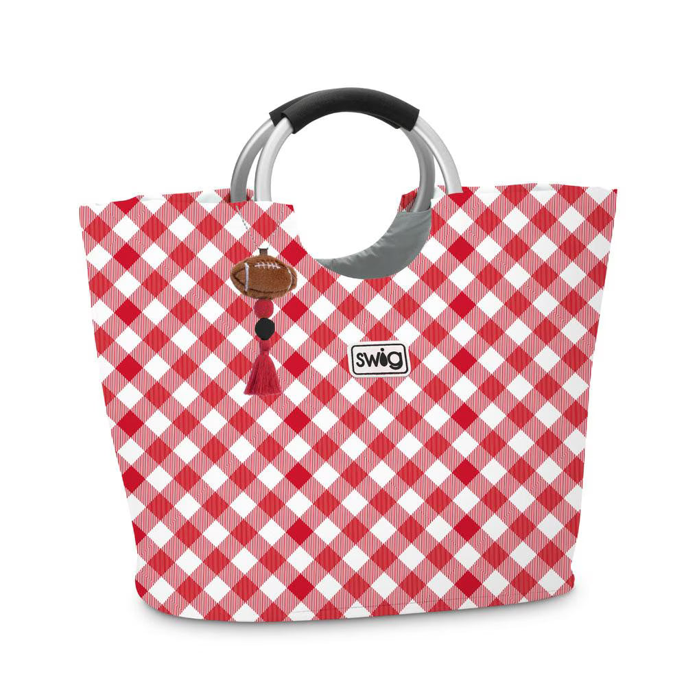 GAMEDAY GINGHAM RED + BLACK LOOPI TOTE BAG