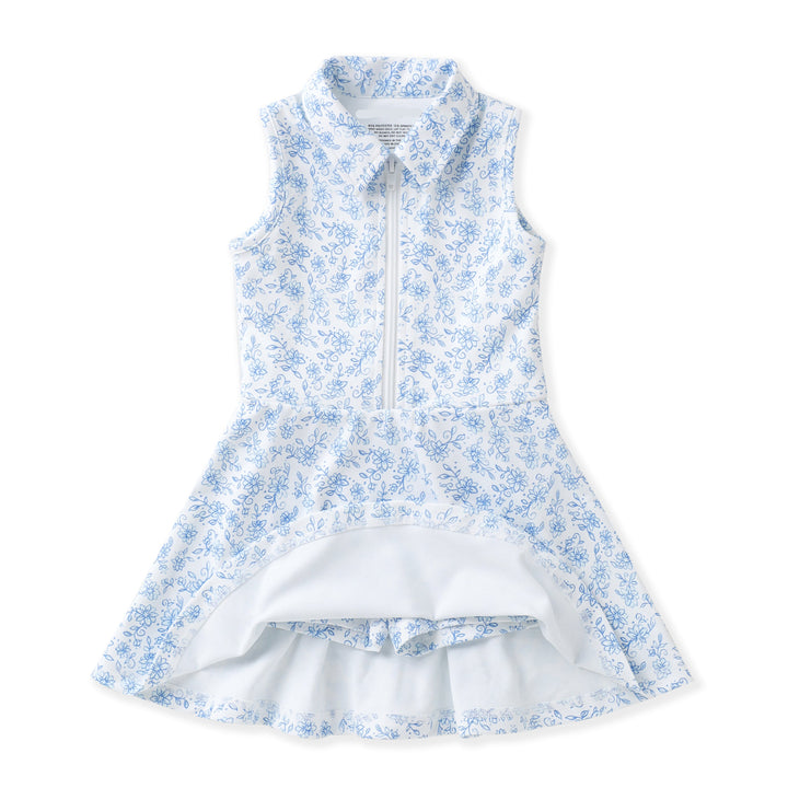 Floral dress with a white underlayer on a white background