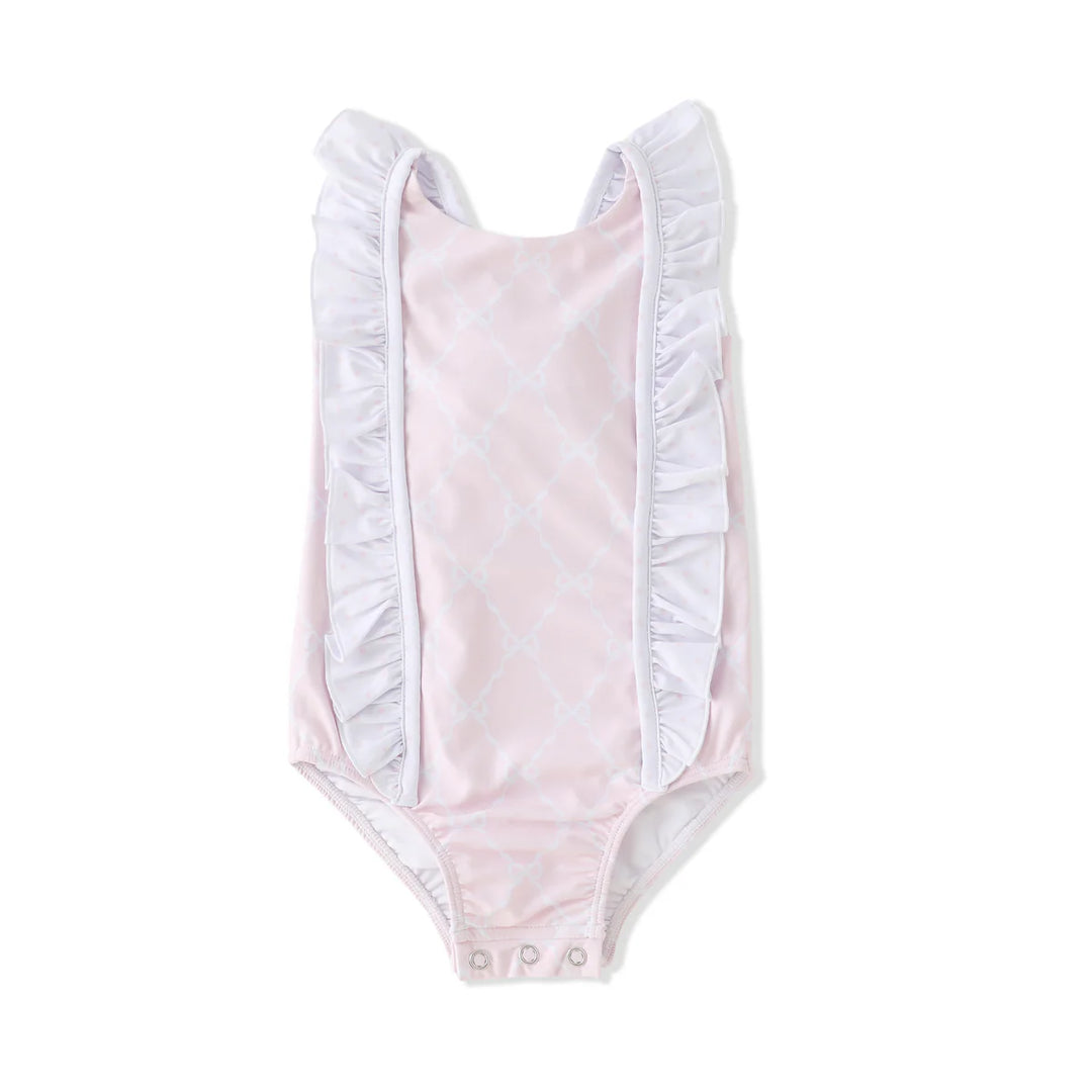 PRETTY PINK BOWS RUFFLED SWIMSUIT