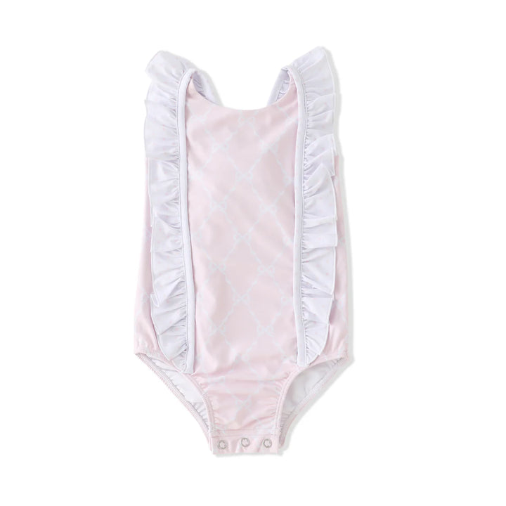 PRETTY PINK BOWS RUFFLED SWIMSUIT