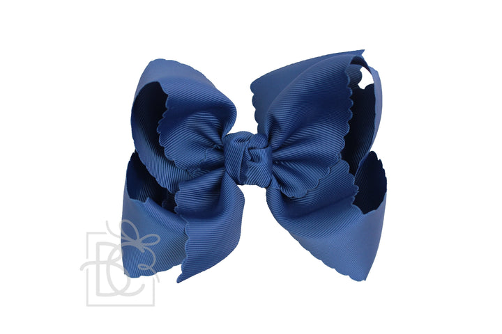 DENIM BLUE SCALLOPED EDGE BOW