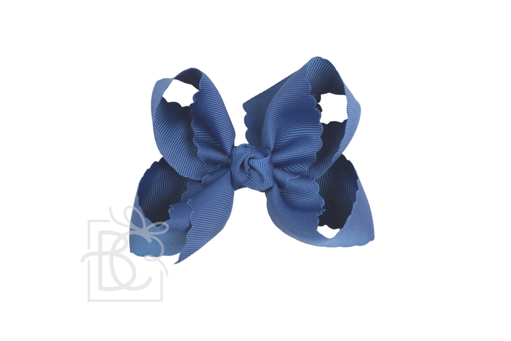 DENIM NAVY SCALLOPED BOW