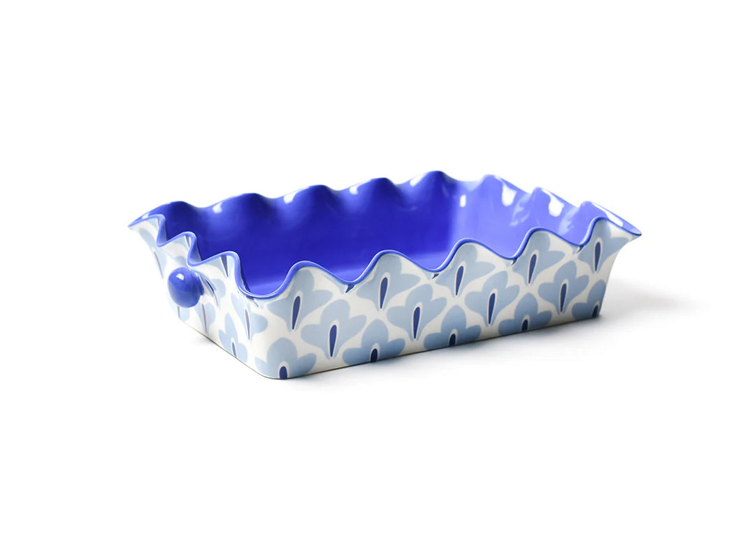 BLUE AND FLORAL CASSEROLE DISH