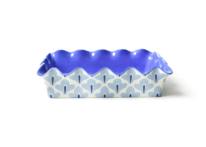 BLUE AND FLORAL CASSEROLE DISH SCALLOP EDGES