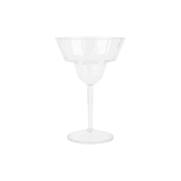 Clear martini glass on a white background