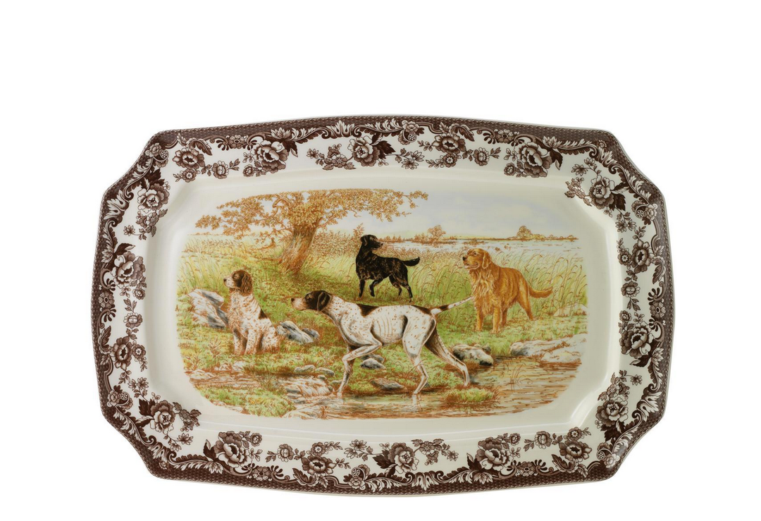 SIBLE/ANDERSON: WOODLAND ALL DOGS RECTANGULAR PLATTER