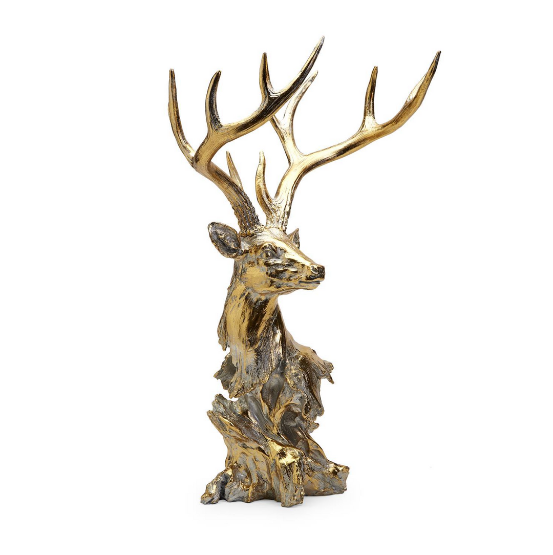 Rustic Gold Deer – Elegant Holiday Decorative Figurine with Metallic Finish | Walker Boutique