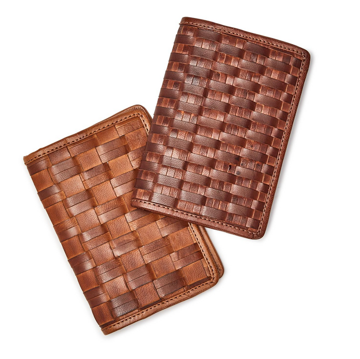 CHESTNUT WOVEN LEATHER PASSPORT COVER