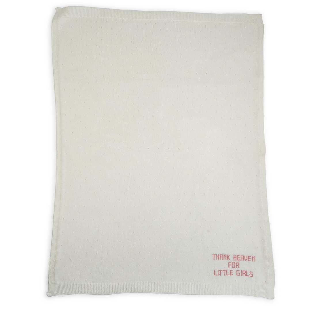 THANK HEAVEN EMBROIDERED KNIT BLANKET
