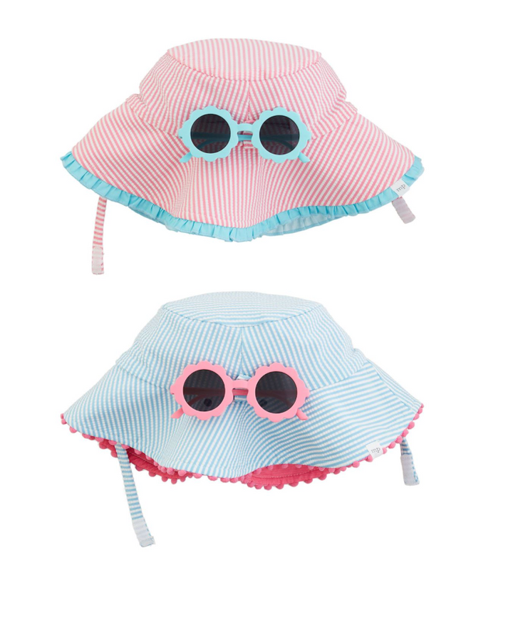 SEERSUCKER HAT & SUNGLASSES SET